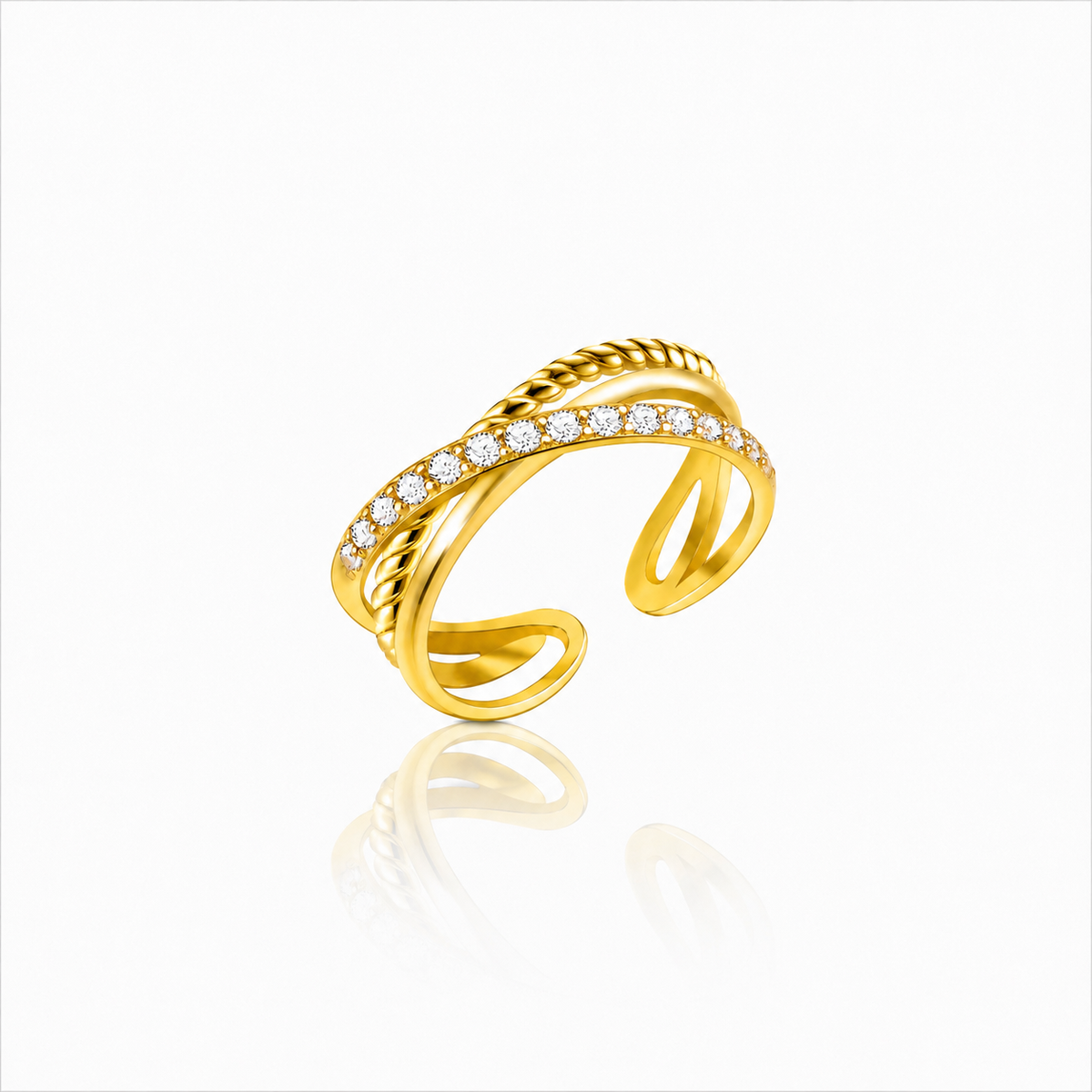 Anello Intreccio Strass