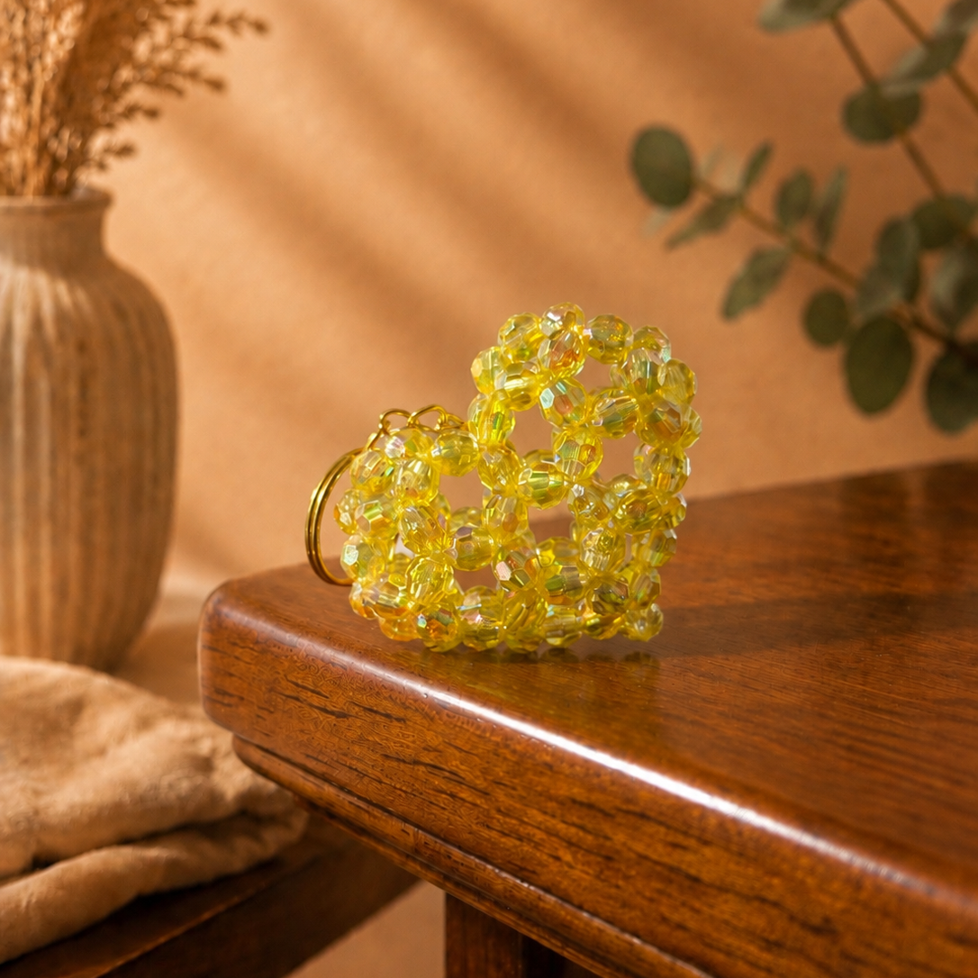 PORTACHIAVI HEART 3D (medium) - Faceted Acrylic Beads AB