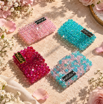 PORTACARTE SINGOLO CON PATTA - Faceted Acrylic Beads