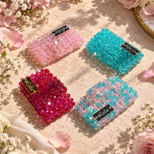 PORTACARTE SINGOLO CON PATTA - Faceted Acrylic Beads