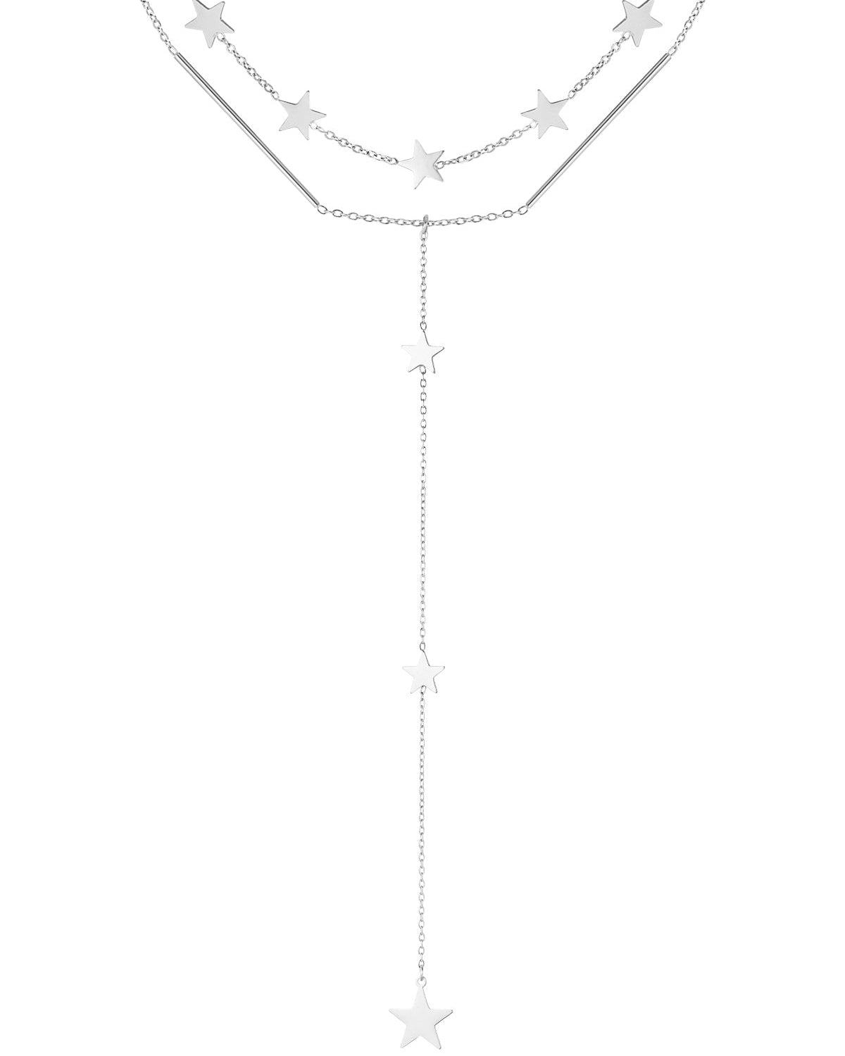 COLLANA DOPPIA CON STELLE E CTAENA CENTRALE PENDENTE