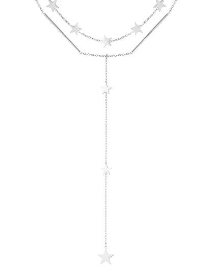 COLLANA DOPPIA CON STELLE E CTAENA CENTRALE PENDENTE