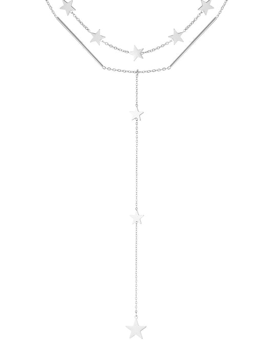 COLLANA DOPPIA CON STELLE E CTAENA CENTRALE PENDENTE