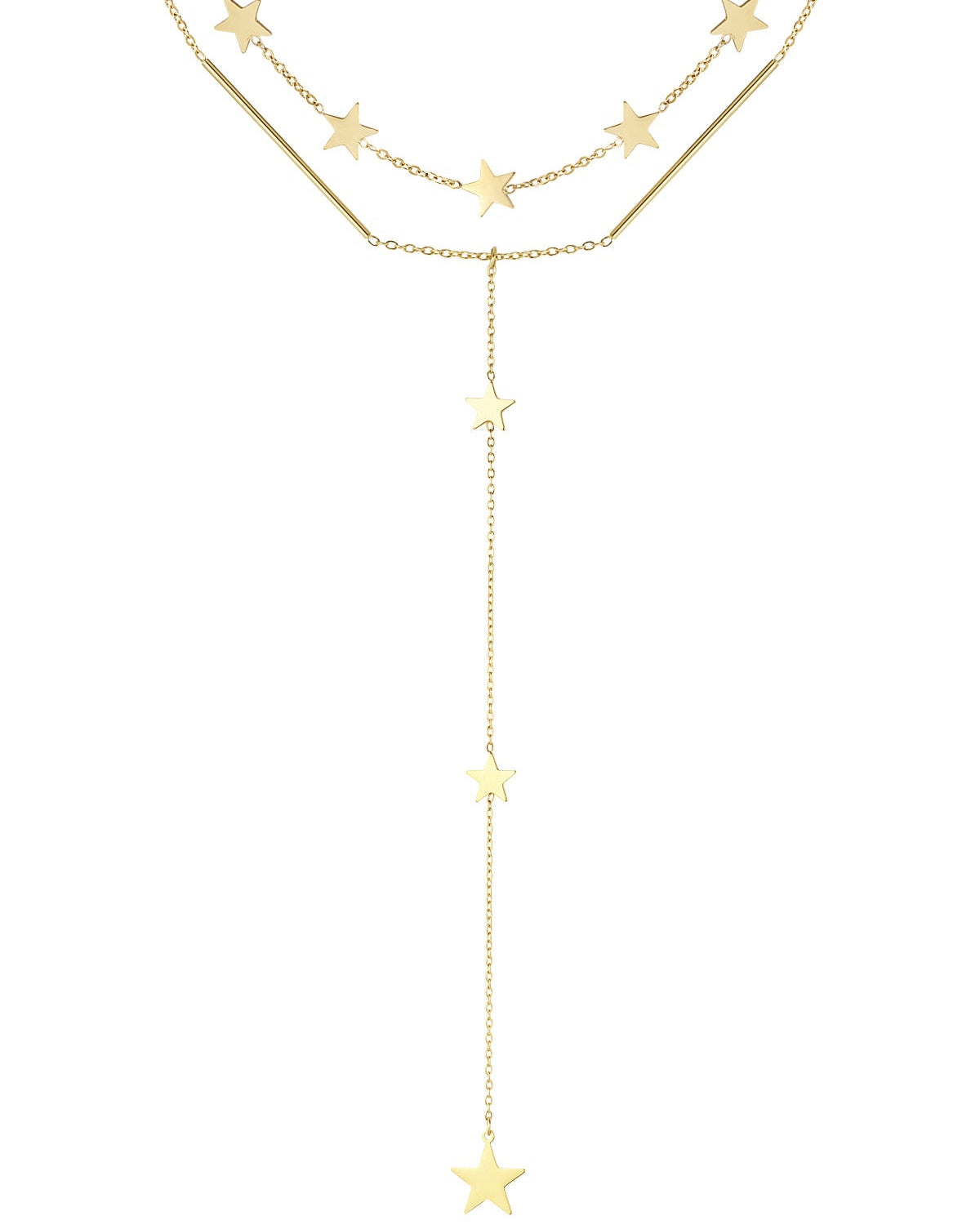 COLLANA DOPPIA CON STELLE E CTAENA CENTRALE PENDENTE