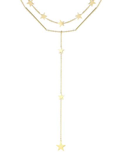 COLLANA DOPPIA CON STELLE E CTAENA CENTRALE PENDENTE