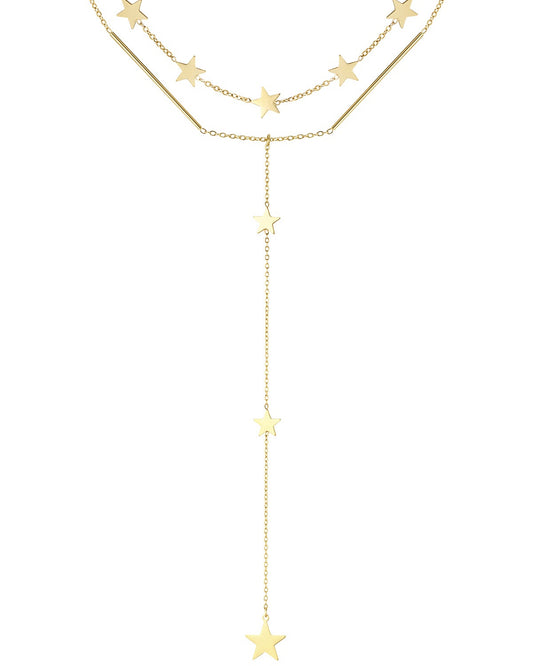COLLANA DOPPIA CON STELLE E CTAENA CENTRALE PENDENTE