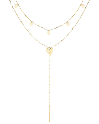 COLLANA LUNGA DOPPIO LIVELLO CERCHI E CUORE A CASCATA