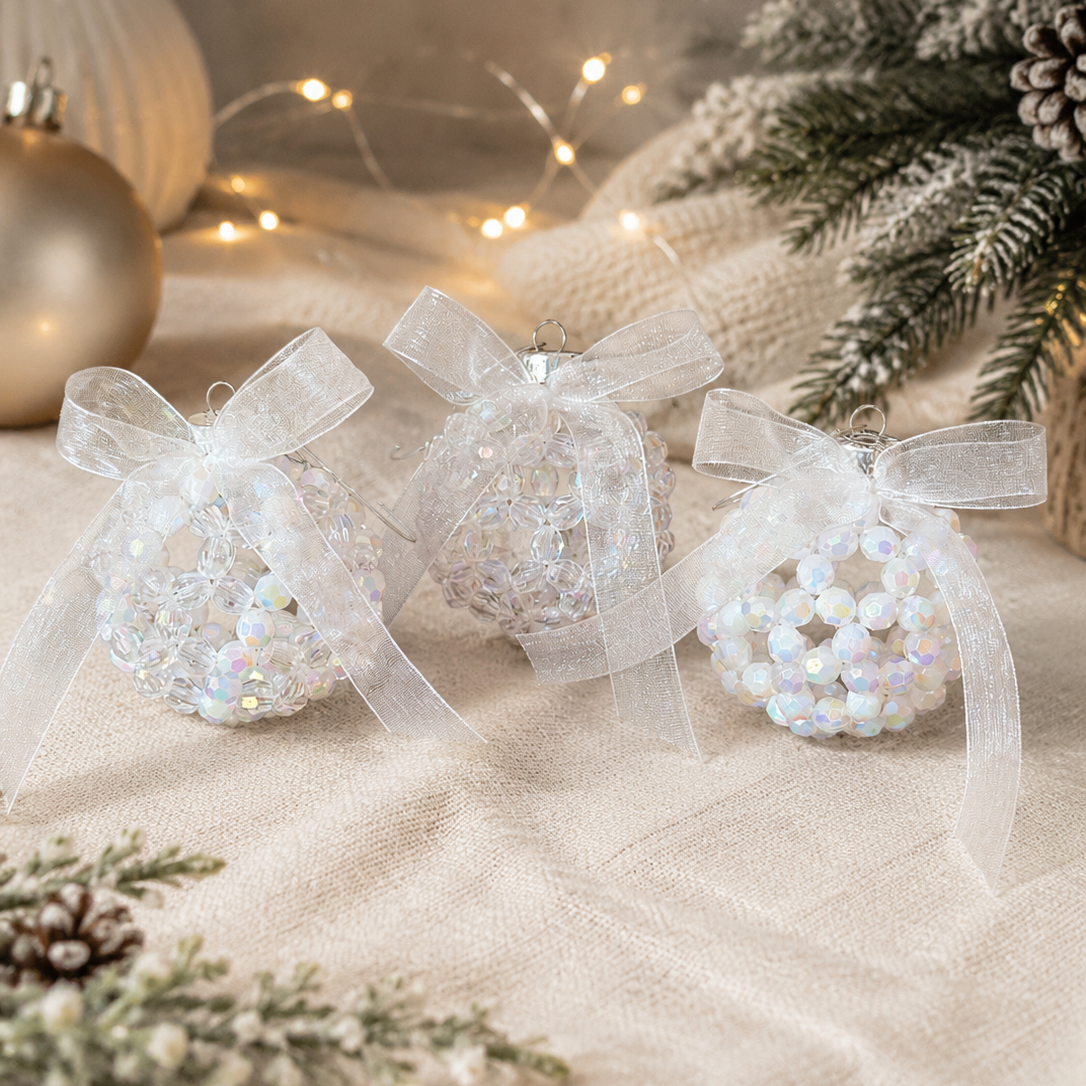 SET DI 3 PALLINE DI NATALE - Faceted Acrylic Beads