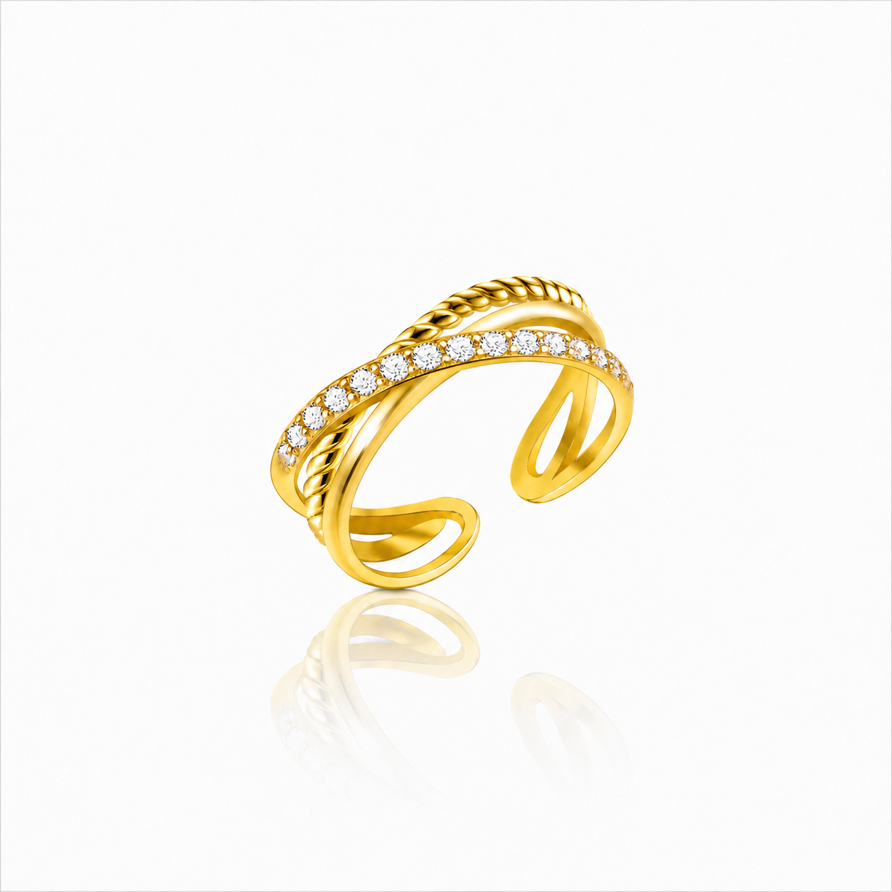 Anello Intreccio Strass