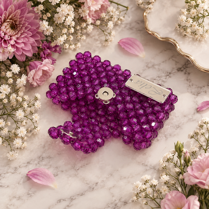 PORTACARTE SINGOLO CON PATTA - Faceted Acrylic Beads