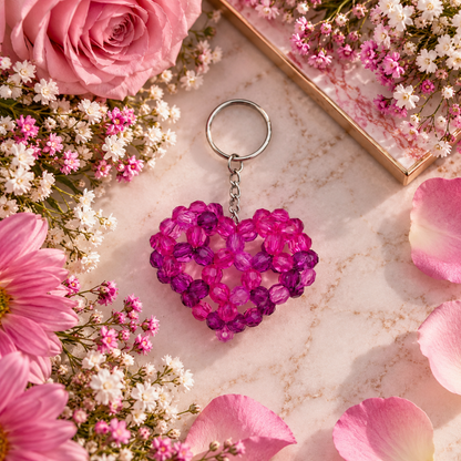 PORTACHIAVI HEART 3D (medium) - Faceted Acrylic Beads