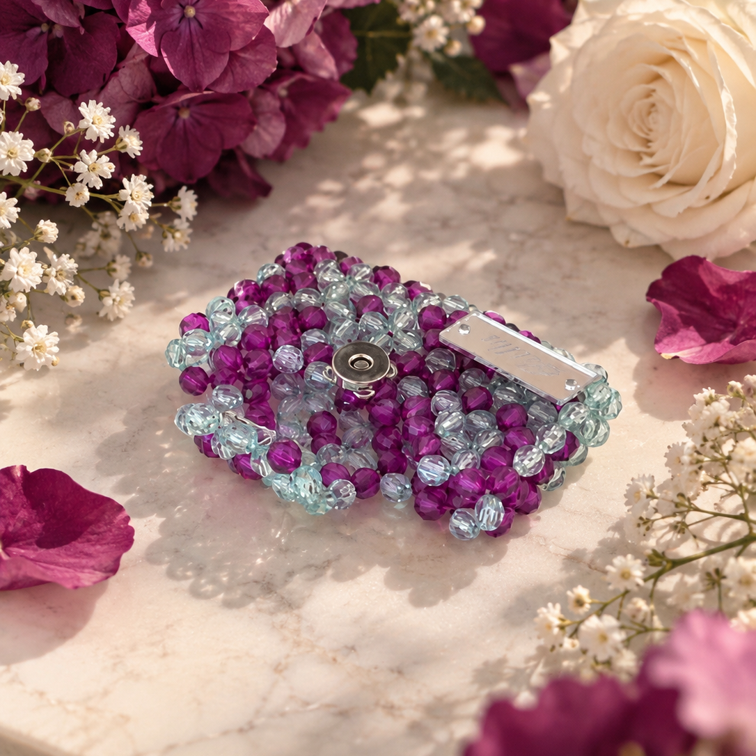 PORTACARTE SINGOLO CON PATTA - Faceted Acrylic Beads