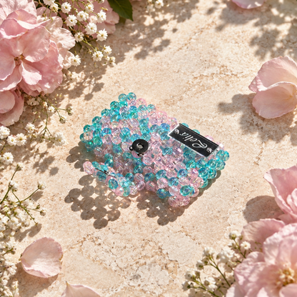 PORTACARTE SINGOLO CON PATTA - Faceted Acrylic Beads