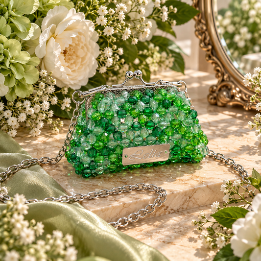 PORTAMONETE CLIC CLAC RETTANGOLARE CON TRACOLLA - Faceted Acrylic Beads