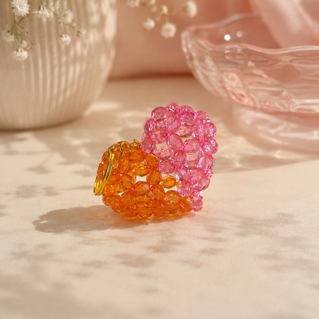 PORTACHIAVI HEART 3D TWO-TONED (medium) - Faceted Acrylic Beads