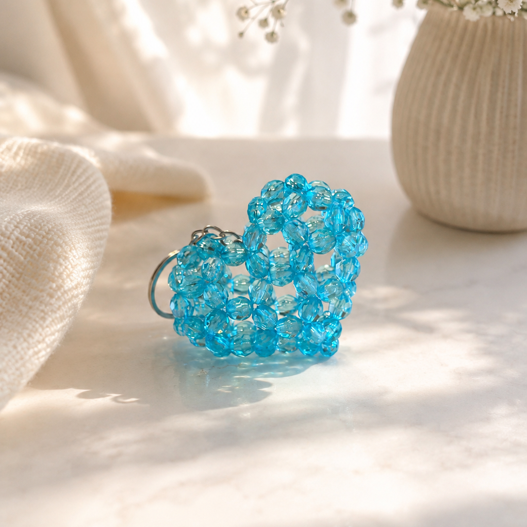 PORTACHIAVI HEART 3D (medium) - Faceted Acrylic Beads