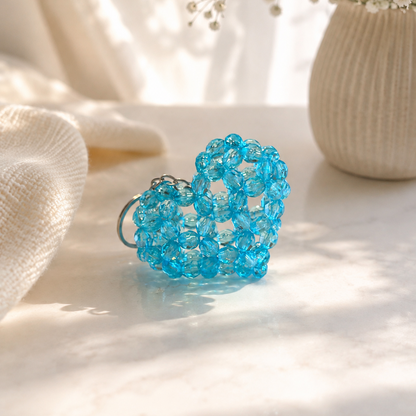 PORTACHIAVI HEART 3D (medium) - Faceted Acrylic Beads