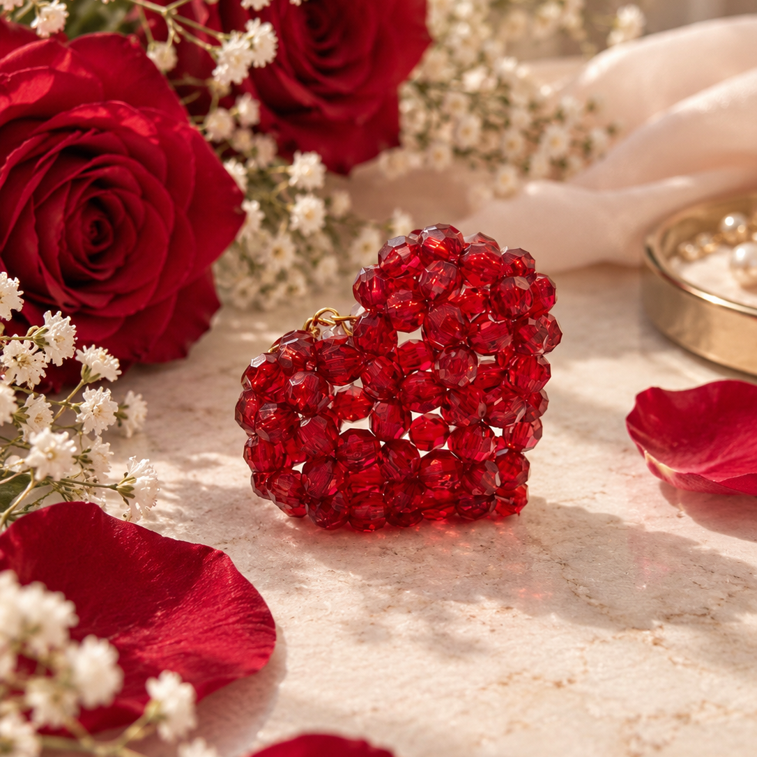 PORTACHIAVI HEART 3D (medium) - Faceted Acrylic Beads