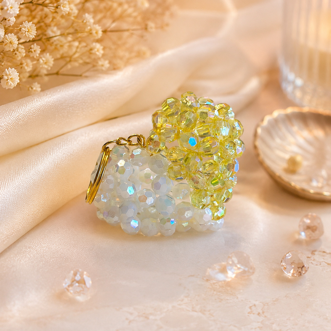 PORTACHIAVI HEART 3D TWO-TONED (medium) - Faceted Acrylic Beads