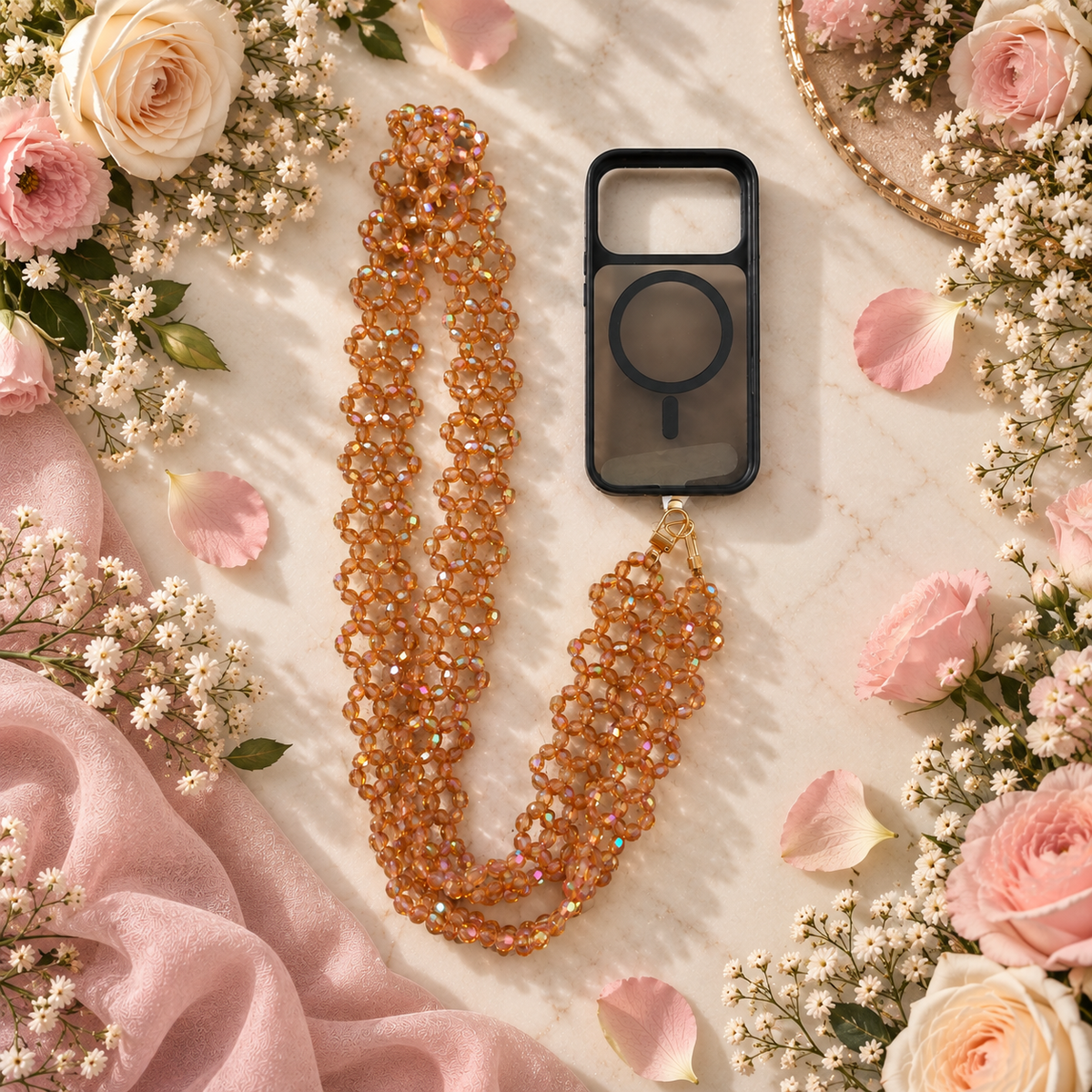 CORDINO PORTACELLULARE LUNGO - Faceted Acrylic Beads