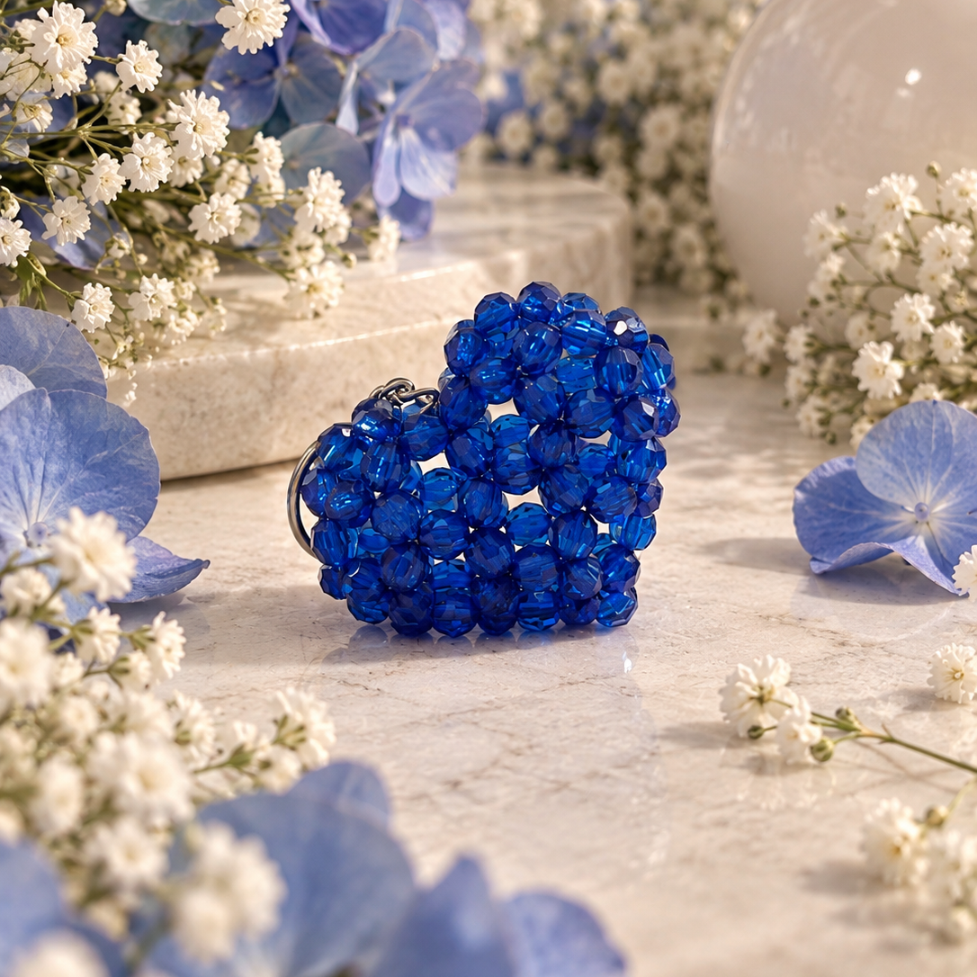 PORTACHIAVI HEART 3D (medium) - Faceted Acrylic Beads