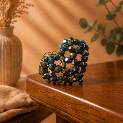 PORTACHIAVI HEART 3D (medium) - Faceted Acrylic Beads AB