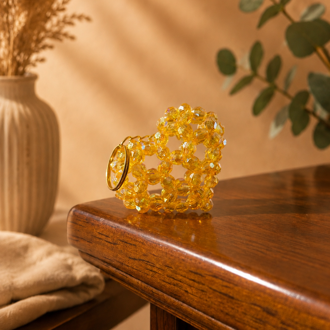 PORTACHIAVI HEART 3D (medium) - Faceted Acrylic Beads AB