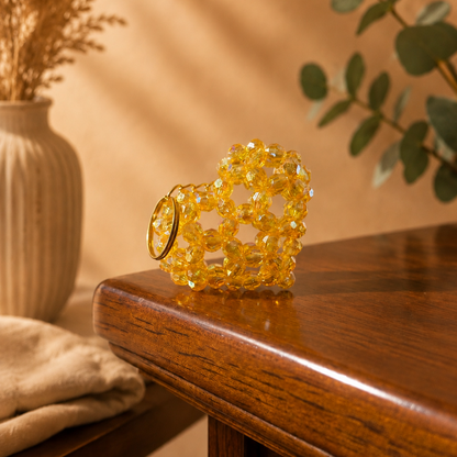 PORTACHIAVI HEART 3D (medium) - Faceted Acrylic Beads AB