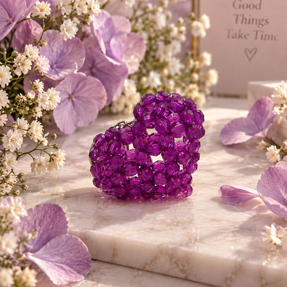 PORTACHIAVI HEART 3D (medium) - Faceted Acrylic Beads