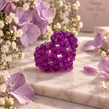 PORTACHIAVI HEART 3D (medium) - Faceted Acrylic Beads