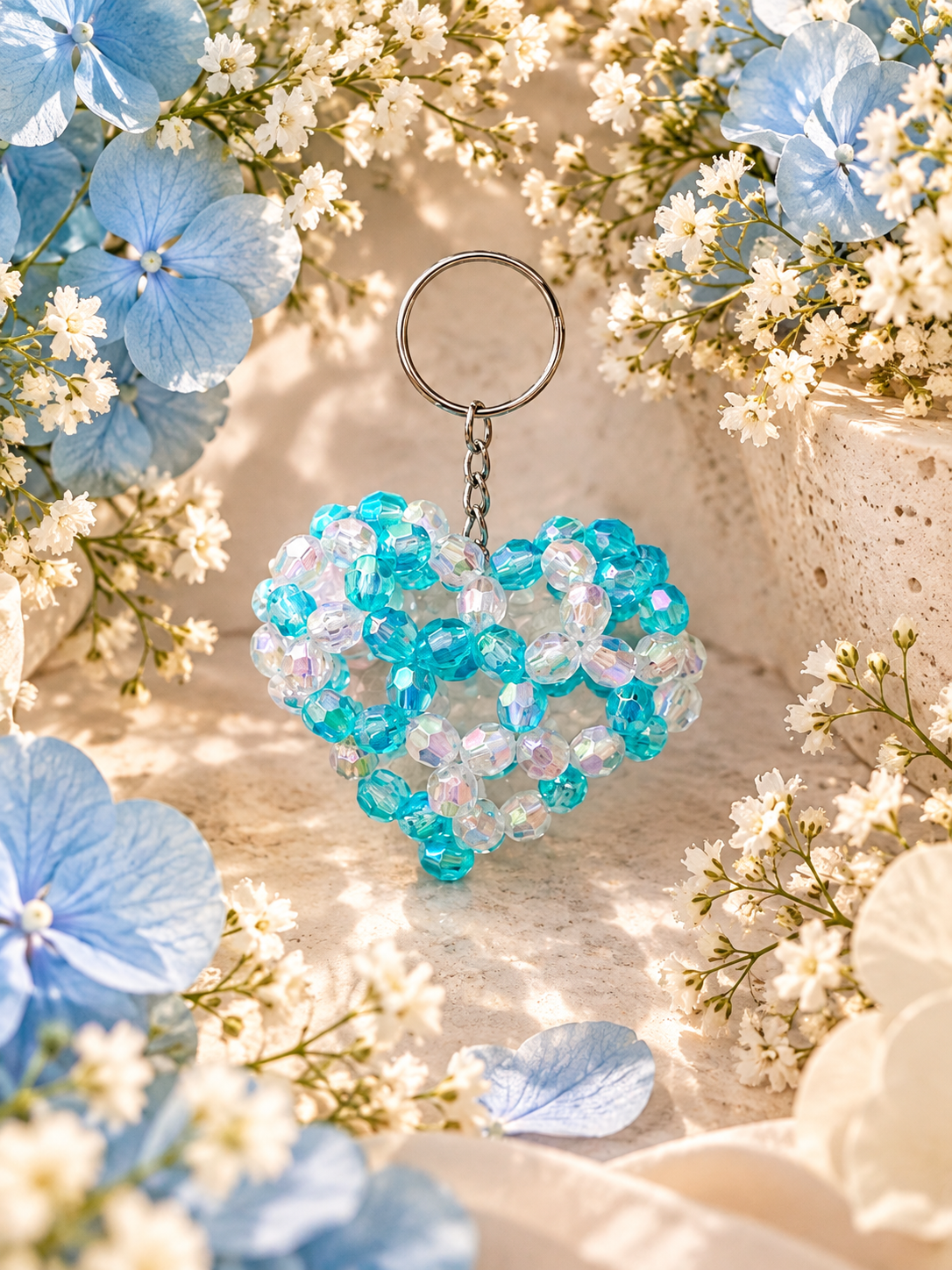 PORTACHIAVI HEART 3D (medium) - Faceted Acrylic Beads