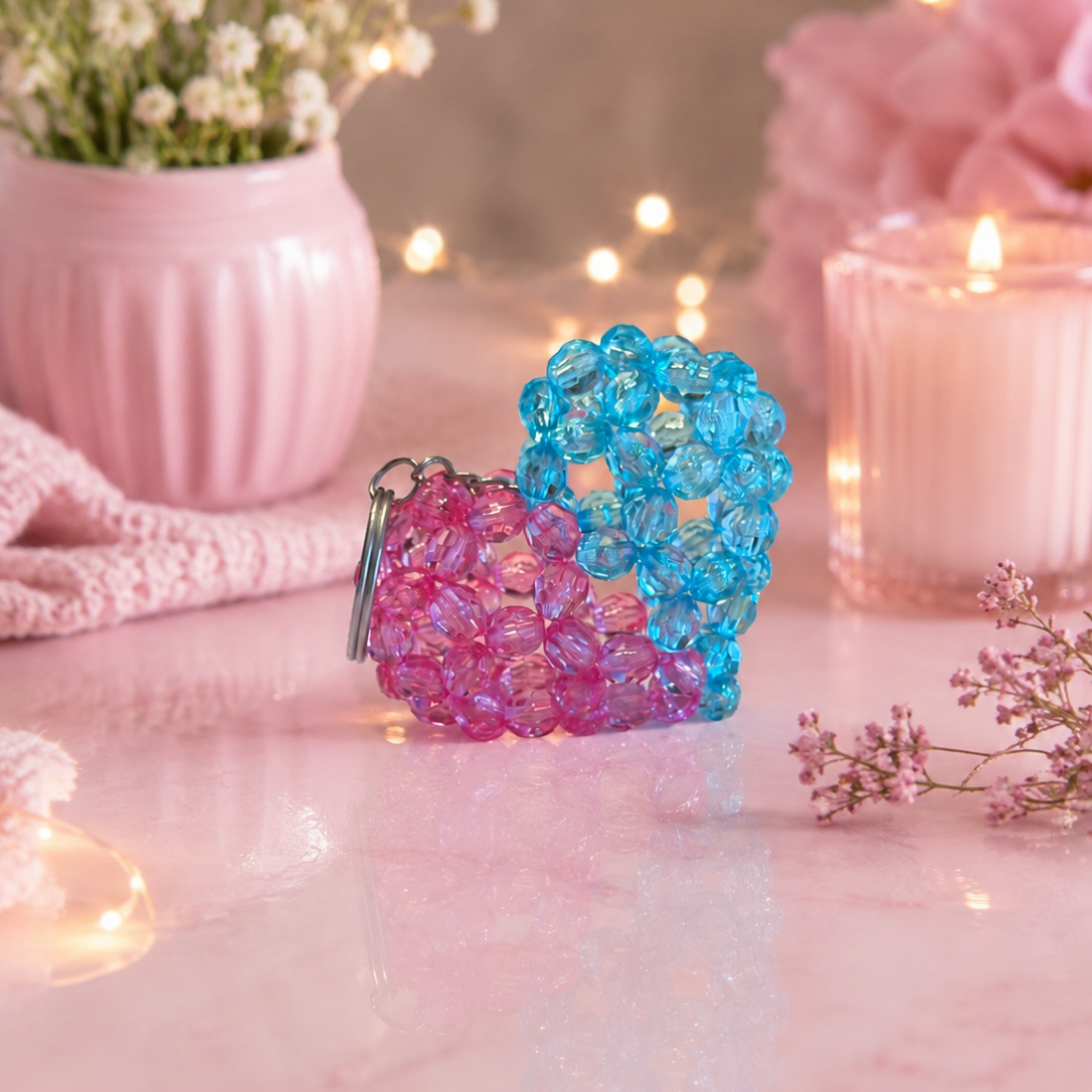 PORTACHIAVI HEART 3D TWO-TONED (medium) - Faceted Acrylic Beads
