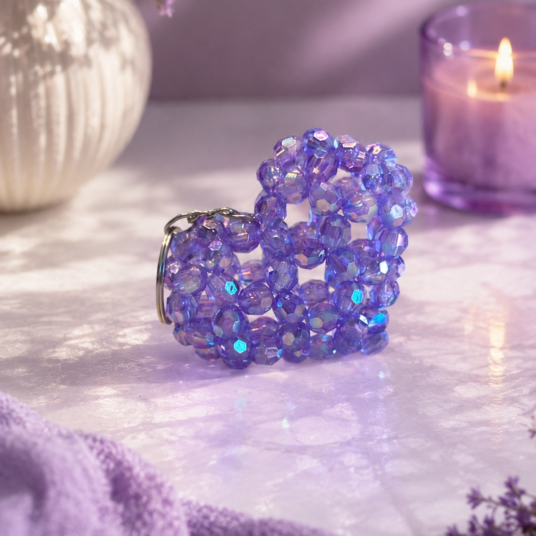 PORTACHIAVI HEART 3D (medium) - Faceted Acrylic Beads