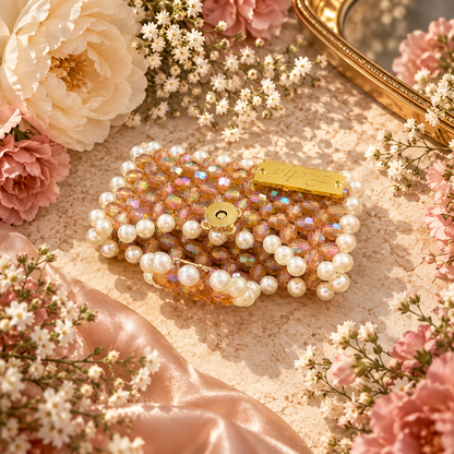 PORTACARTE SINGOLO CON PATTA - Faceted Acrylic Beads