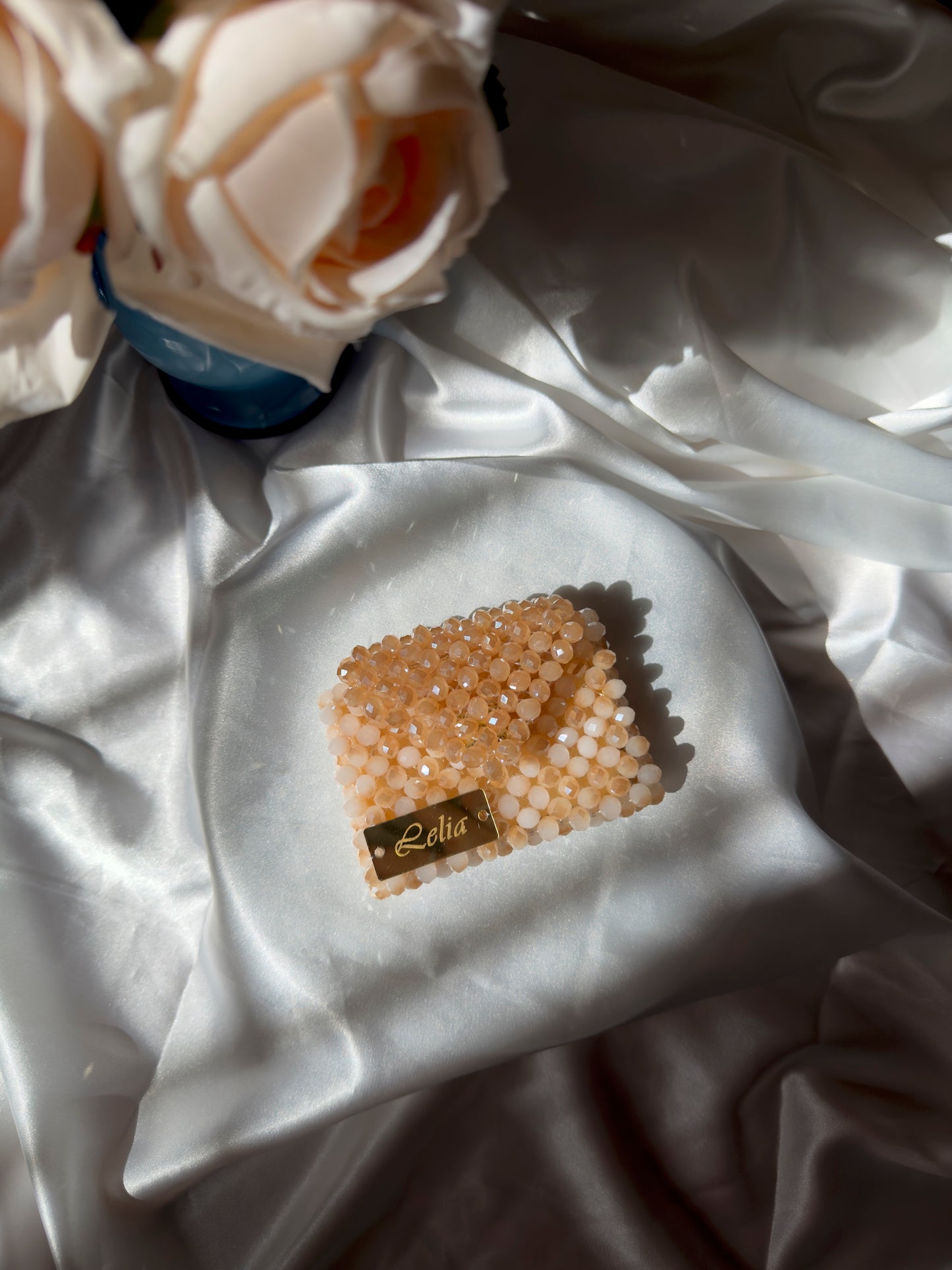 Portacarte singolo con patta - Crystal Glass Beads